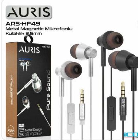 Auris HF49 Metal Manyetik Clips Kablolu Kulakiçi Kulaklık